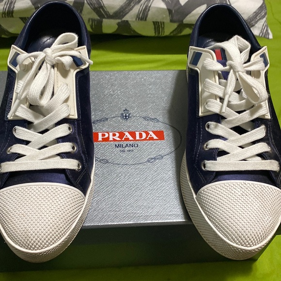 NAVY BLUE PRADA SNEAKER - Picture 1 of 6